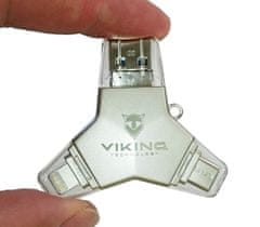 Viking USB FLASH DISK 3.0 4v1 64GB, S KONCOVKOU APPLE LIGHTNING, USB-C, MICRO USB, USB3.0, čierna