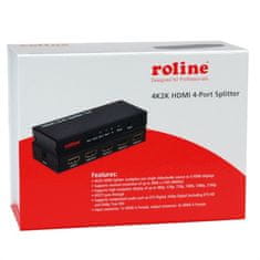 ROLINE Video distribútor splitter HDMI 1IN 4OUT UHD 4K (60Hz) 18G, čierny