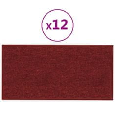 Vidaxl Nástenné panely 12 ks vínovo-červené 30x15 cm látkové 0,54 m²