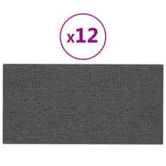 Vidaxl Nástenné panely 12 ks tmavosivé 30x15 cm látkové 0,54 m²