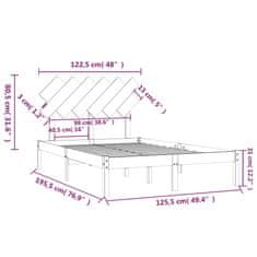 Vidaxl Posteľný rám biely 120x190 cm 4FT malé dvojlôžko masívne drevo