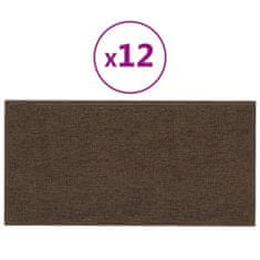 Vidaxl Nástenné panely 12 ks hnedé 30x15 cm látkové 0,54 m²