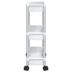 Vidaxl 3-poschodový úložný vozík strieborný a biely hliník