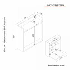 Hanah Home Stôl na notebook 60 cm hnedý/biely