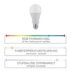 PAUL NEUHAUS LEUCHTEN DIREKT aj s JUST LIGHT LED žiarovka, RGB plus W, Smart Home, E27 MEDION RGB plus 2700-5000K