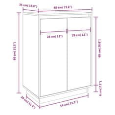 Vidaxl Skrinka na topánky medovo-hnedá 60x35x80 cm masívna borovica