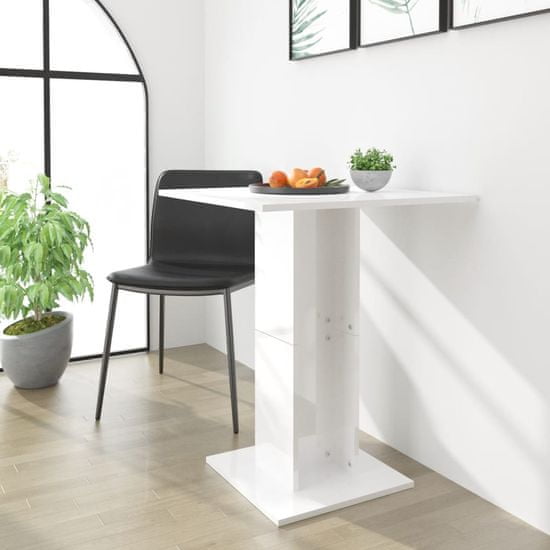 Vidaxl Bistro stôl lesklý biely 60x60x75 cm drevotrieska