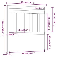 Vidaxl Čelo postele čierne 96x4x100 cm masívna borovica