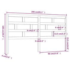 Vidaxl Čelo postele biele 206x4x100 cm masívna borovica