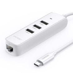 Ugreen CM416 HUB adaptér USB-C - 3x USB 3.1 / RJ45 PD, biely