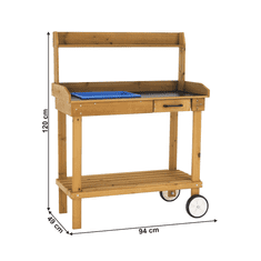KONDELA Záhradné pracovný stôl, drevo / hnedá, Bardy
