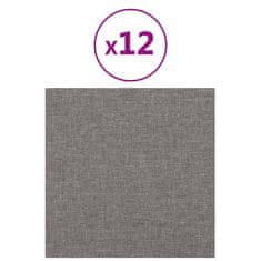 Vidaxl Nástenné panely 12 ks bledosivé 30x30 cm látka 1,08 m²