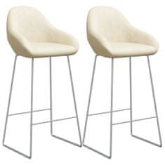 Vidaxl Barové stoličky, 2 ks, krémové, čalúnené zamatom