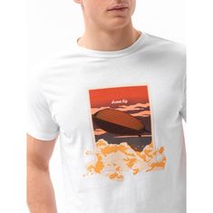 OMBRE Pánske tričko s potlačou NEVADA biela MDN22559 XXL
