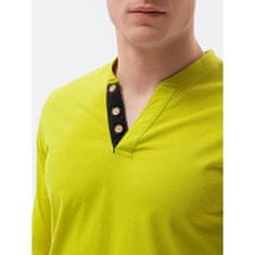 OMBRE Pánske tričko s dlhým rukávom GREER limetkové MDN119544 M