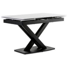Autronic Jedálenský stôl 120+30+30x80 cm, keramická doska biely mramor, kov, čierny matný lak HT-450M BK