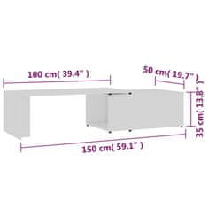 Vidaxl Konferenčný stolík biely 150x50x35 cm drevotrieska