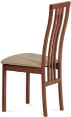 Autronic Jedálenská stolička, masív buk, farba čerešňa, látkový béžový poťah BC-2482 TR3