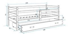 eoshop Detská posteľ Eryk - 1 osoba, 90x200 s úložným priestorom - Biela, Ružová