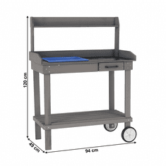 KONDELA Záhradné pracovný stôl, drevo / sivá, Bardy