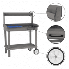 KONDELA Záhradné pracovný stôl, drevo / sivá, Bardy