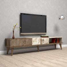 Hanah Home TV stolík Milan 180 cm orech/biely mramor