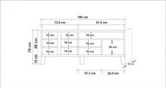 Hanah Home TV stolík Marina Mila 160 cm borovica atlantická