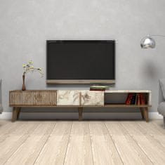 Hanah Home TV stolík Milan 180 cm orech/biely mramor