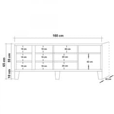 Hanah Home TV stolík Marina Mila II 160 cm borovica atlantická/viacfarebný