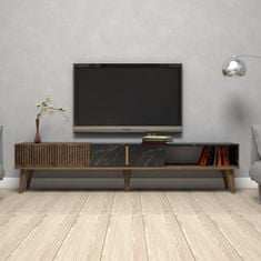 Hanah Home TV stolík Milan 180 cm orech/čierny mramor