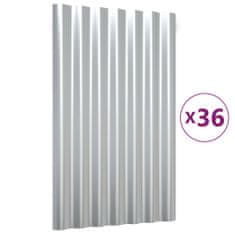 Vidaxl Strešné panely 36 ks práškovaná oceľ strieborné 60x36 cm