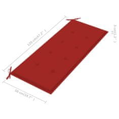Vidaxl Podložka na záhradnú lavičku, červená 120x50x3 cm