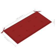 Vidaxl Podložka na záhradnú lavičku, červená 100x50x3 cm