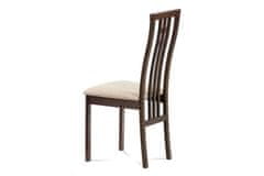 Autronic Drevená jedálenská stolička Jídelní židle, masiv buk, barva ořech, látkový krémový potah (BC-2482 WAL)