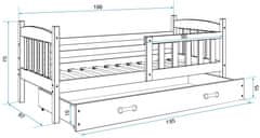 eoshop Detská posteľ s prístelkou KUBUS 2 80x190 cm, biela/biela (Voľba matraca: Penový matrac)