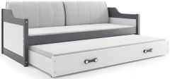 eoshop Detská posteľ s prístelkou DAVID 80x190 cm, grafitová/biela (Voľba matraca: Penový matrac)