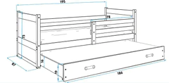 eoshop Detská posteľ s prístelkou RICO 2 90x200 cm, grafitová/zelená (Voľba matraca: Penový matrac)