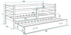 eoshop Detská posteľ s prístelkou ERYK 2 80x190 cm, biela / ružová (Voľba matraca: Penový matrac)