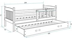 eoshop Detská posteľ s prístelkou KUBUS 2 90x200 cm, borovica/biela (Voľba matraca: Penový matrac)