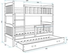 eoshop Poschodová posteľ KUBUS 90x200 cm, borovica/biela (Voľba matraca: Penový matrac)