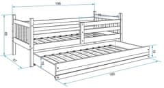 eoshop Detská posteľ s prístelkou CARINO 2 80x190 cm, biela/biela (Voľba matraca: Penový matrac)