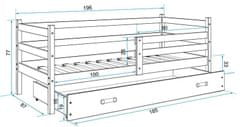 eoshop Detská posteľ ERYK 1 80x190 cm, borovica/ružová (Voľba matraca: Penový matrac)