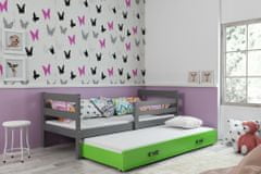 eoshop Detská posteľ s prístelkou ERYK 2 90x200 cm, grafitová/zelená (Voľba matraca: Penový matrac)