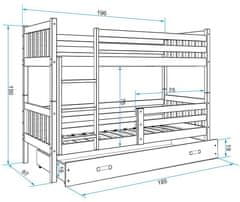 eoshop Poschodová posteľ ERYK 80x190 cm, biela / modrá (Voľba matraca: Penový matrac)