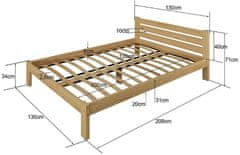 eoshop Drevená posteľ Azja 120x200 + rošt ZADARMO (Farba dreva: Borovica)