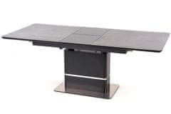 Halmar Jedálenský rozkladací stôl MARTIN, 160x75x90, čierna, lamino/sklo
