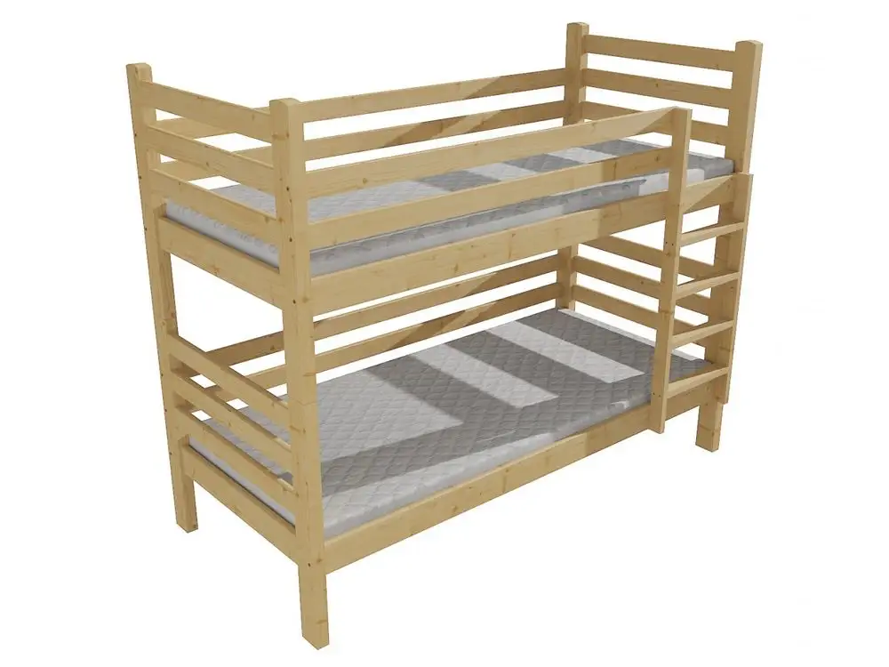 eoshop Poschodová posteľ M 007 NEW* (Rozmer: 90 x 190 cm, Priestor medzi lôžkami: 100 cm, Farba dreva: surové drevo)