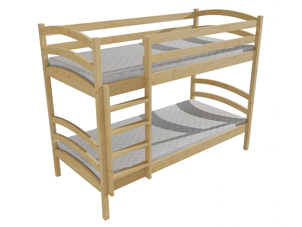 eoshop Poschodová posteľ PP 016 (Rozmer: 80 x 200 cm, Priestor medzi lôžkami: 100 cm, Farba dreva: surové drevo)