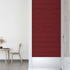 Vidaxl Nástenné panely 12 ks vínovo-červené 90x15 cm látka 1,62 m²