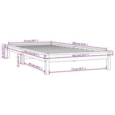 Vidaxl Posteľný rám medový 75x190 cm borovicový masív malé jednolôžko